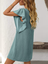 Mandy Ruffled Round Neck Short Sleeve Dress - Trendsi - Flyclothing LLC