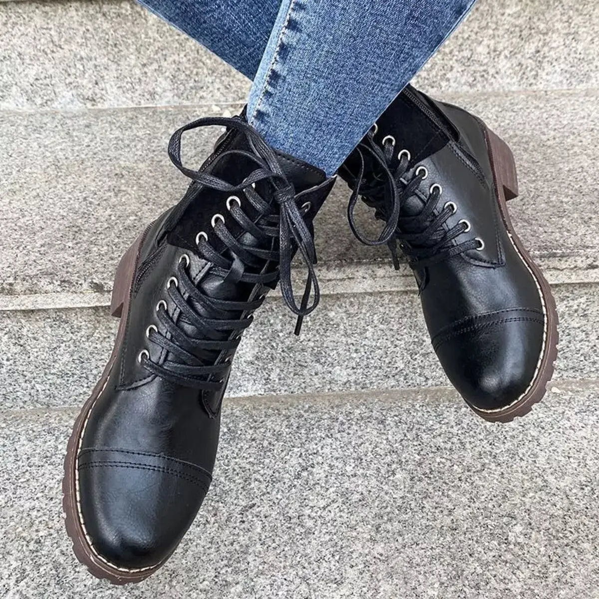 Lace-Up Block Heels Boots - Trendsi - Flyclothing LLC