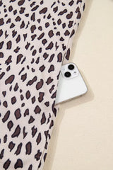 Leopard Print Zip up Collar Patchwork Shift Mini Dress - Trendsi - Flyclothing LLC