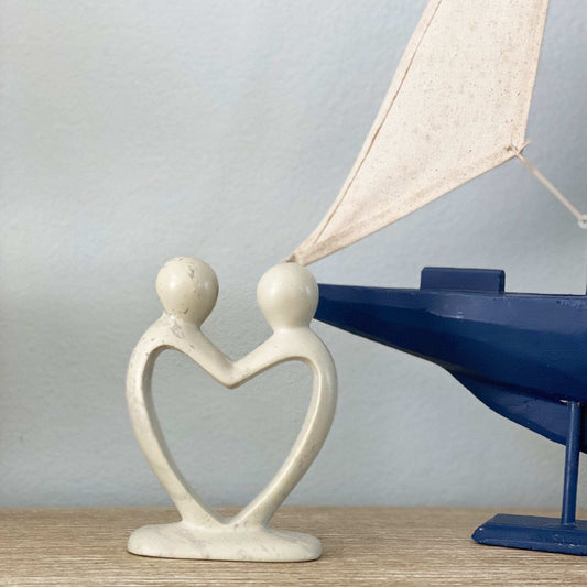 Handcrafted Soapstone Lover's Heart Sculpture in White - Smolart - Smolart - Flyclothing LLC