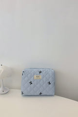 Bow Embroidered Quilted Storage Bag - Trendsi
