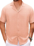 Men's Plus Size Button Down Short Sleeve Shirt - Trendsi