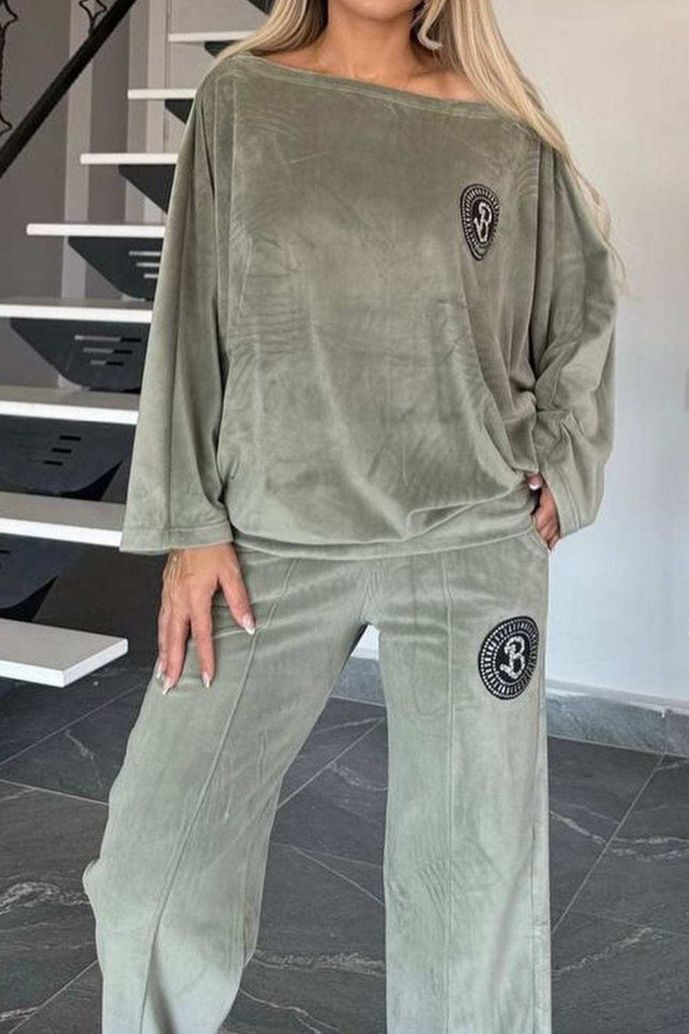 Full Size Boat Neck Long Sleeve Top and Pants Set - Trendsi - Flyclothing LLC