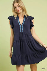 Umgee Linen Tiered Baby Doll Dress - Trendsi - Flyclothing LLC