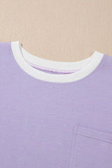 Color Block Patchwork Half Sleeve Oversized T Shirt - Trendsi - Flyclothing LLC