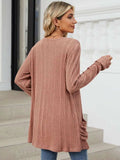 Pocketed Open Front Long Sleeve Cardigan - Trendsi - Flyclothing LLC