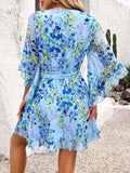 Ruffled Printed Surplice Half Sleeve Mini Dress - Trendsi - Flyclothing LLC