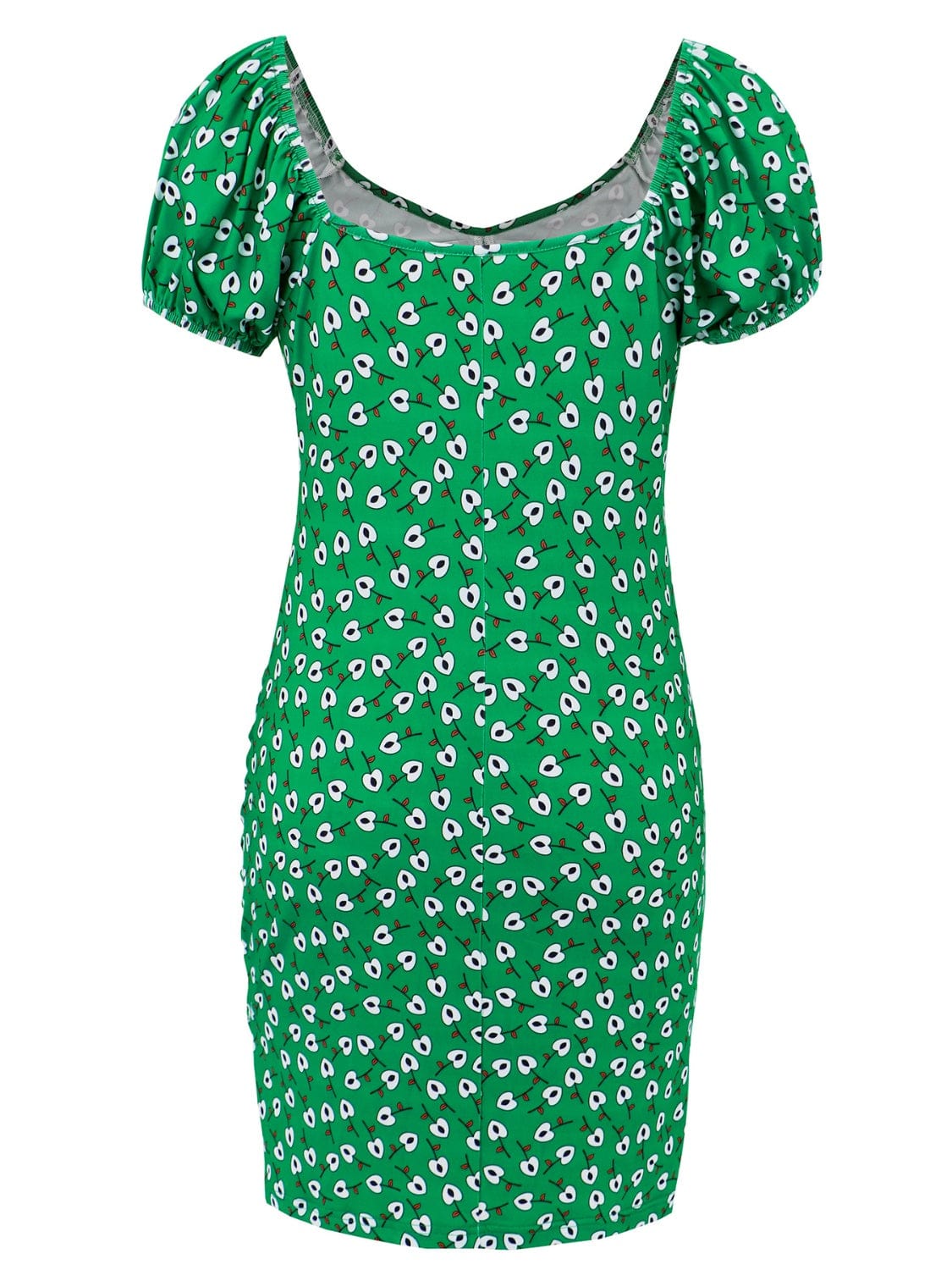 Printed V-Neck Short Sleeve Mini Dress - Trendsi