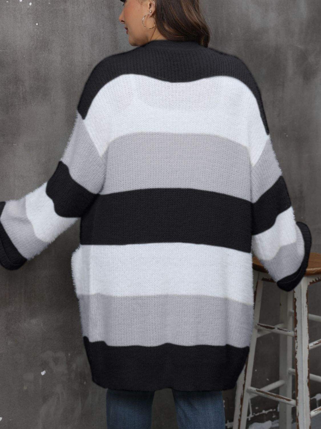 Plus Size Open Front Long Sleeve Cardigan - Trendsi - Flyclothing LLC