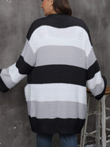 Plus Size Open Front Long Sleeve Cardigan - Trendsi - Flyclothing LLC