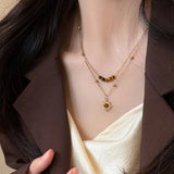 Tiger's Eye Copper Double Layered Necklace - Trendsi