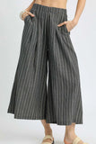 Umgee Pinstripe Crop Palazzo Pants - Trendsi