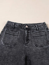 High-Waisted Wide Leg Washed Jeans - Trendsi - Flyclothing LLC