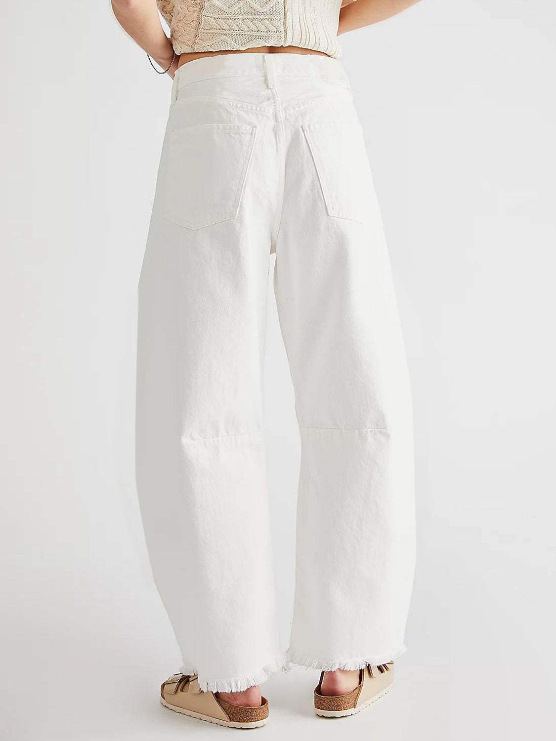Raw Hem Wide Leg Jeans with Pockets - Trendsi - Flyclothing LLC