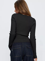 Ribbed Knit Button-Down Cardigan - Trendsi - Flyclothing LLC