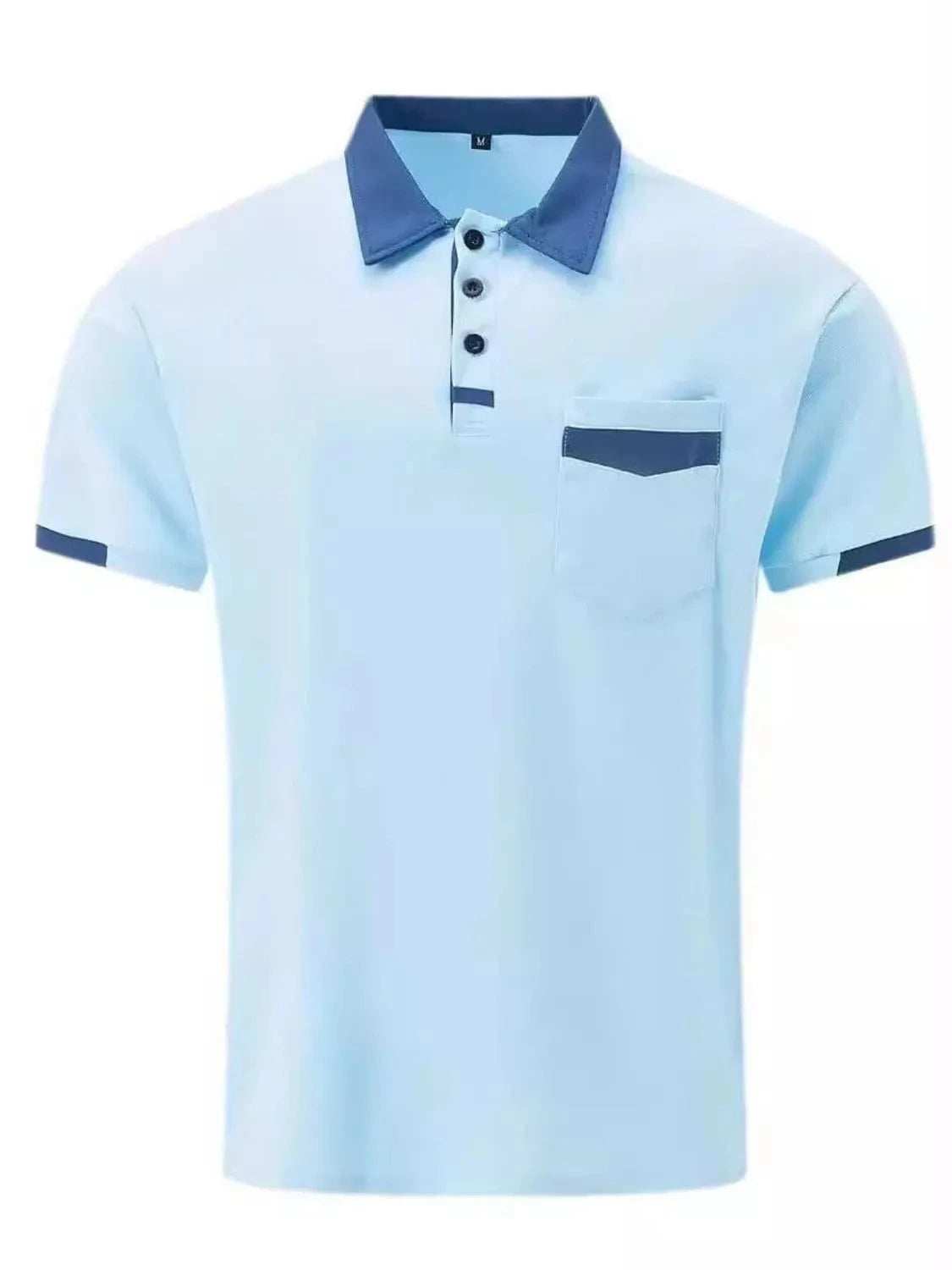 Men's Full Size Contrast Collared Neck Short Sleeve Polo Plus Size - Trendsi - Flyclothing LLC