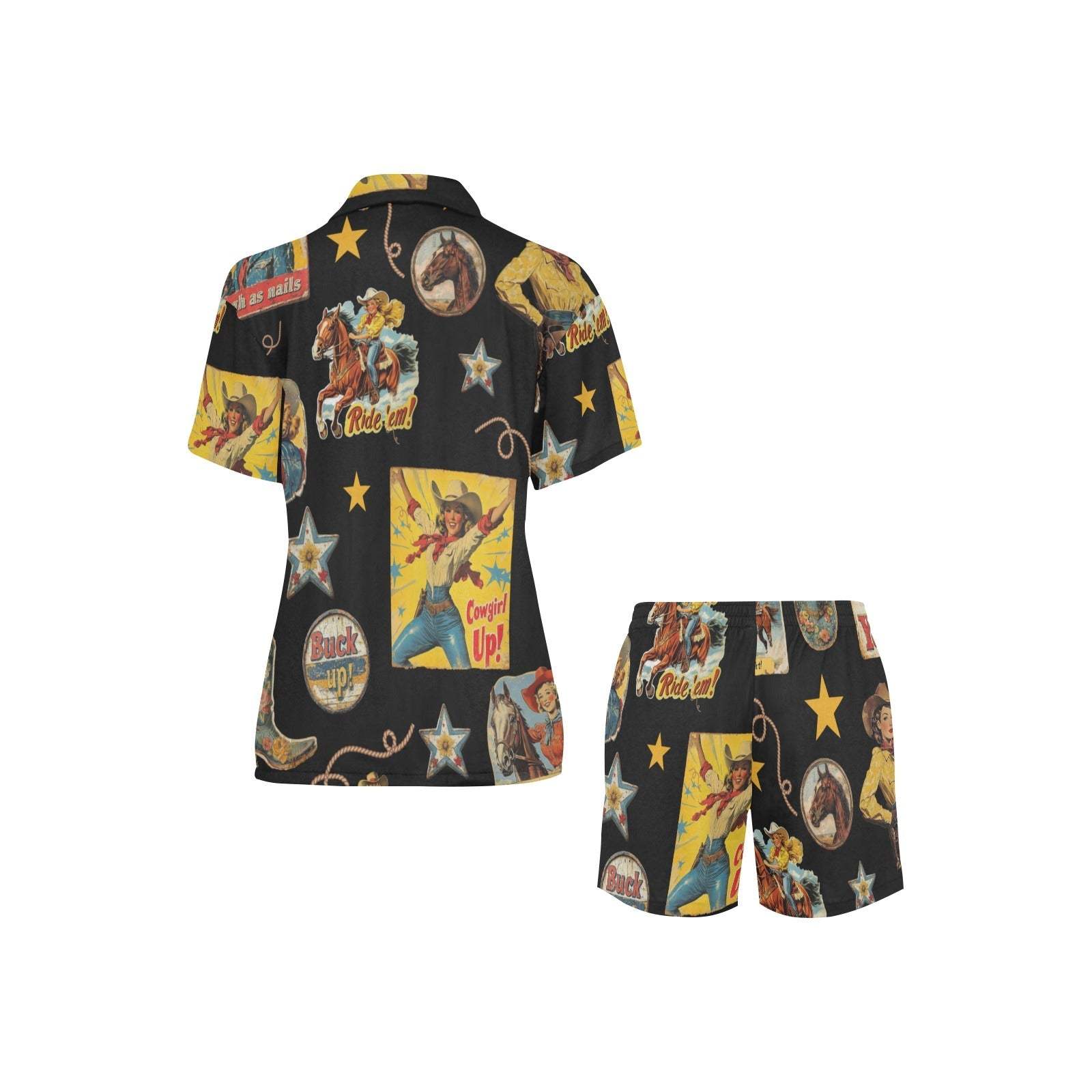 Baha Ranch Vintage Cowgirl Collage Western Pajama Set - Baha Ranch Western Wear - Flyclothing LLC