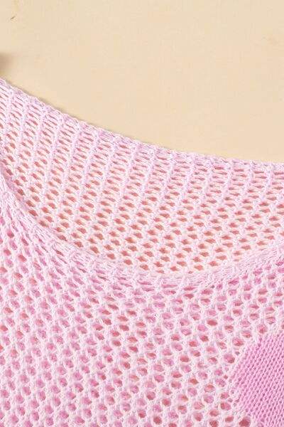 Openwork Round Neck Floral Knit Cover Up - Trendsi - Flyclothing LLC