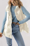Pocketed Textured Zip Up Vest Coat - Trendsi - Flyclothing LLC