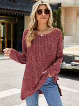Round Neck Long Sleeve T-Shirt - Trendsi - Flyclothing LLC