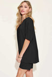 Basic Bae Bamboo Full Size V-Neck Drop Shoulder T-Shirt and Shorts Set - Trendsi - Flyclothing LLC