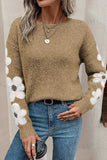 Flower Round Neck Long Sleeve Sweater - Trendsi - Flyclothing LLC