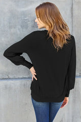 Basic Bae Full Size V-Neck Lantern Sleeve Top - Trendsi - Flyclothing LLC
