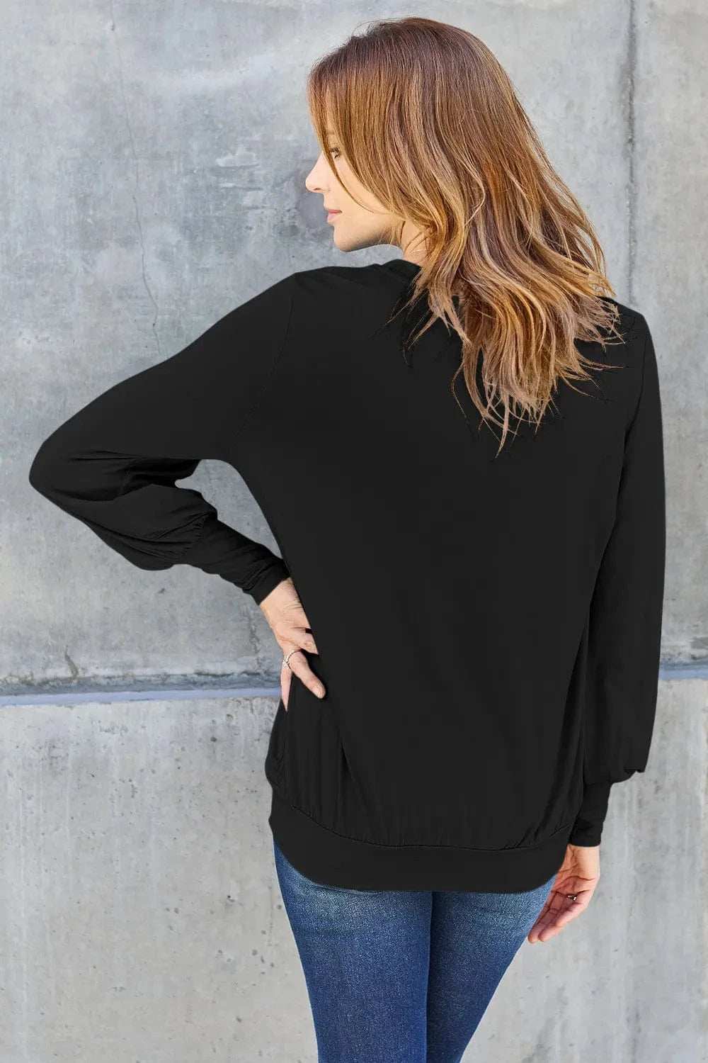 Basic Bae Full Size V-Neck Lantern Sleeve Top - Trendsi - Flyclothing LLC