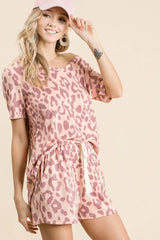 BiBi Leopard Shorts with Twill Tape Drawstring - Trendsi - Flyclothing LLC