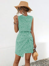 Twisted Printed Sleeveless Mini Dress - Trendsi - Flyclothing LLC