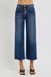 RISEN Full Size High Rise Crop Wide Button Up Jeans Plus Size - Trendsi