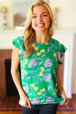 Haptics Round Neck Ruffled Floral Knit Top - Trendsi - Flyclothing LLC