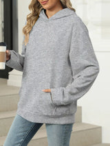 Kangaroo Pocket Long Sleeve Hoodie - Trendsi - Flyclothing LLC