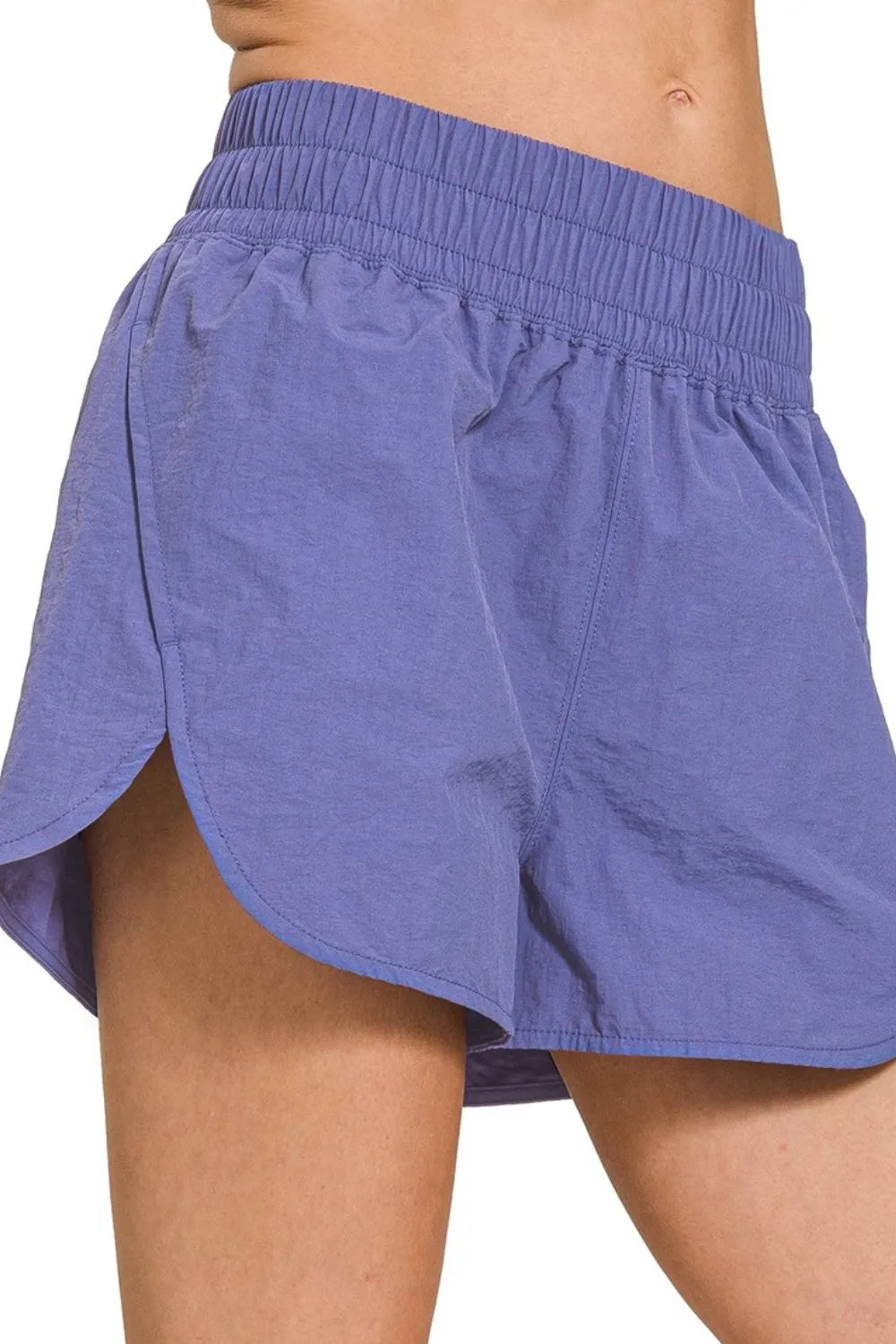 Zenana Windbreaker Smocked Waistband Running Shorts - Trendsi