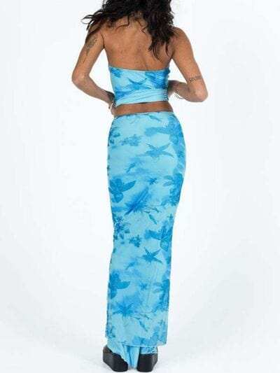 Printed Tube Top and Maxi Skirt Set - Trendsi - Flyclothing LLC
