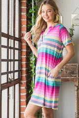 Heimish Full Size Striped Short Sleeve Mini Tee Dress Plus Size - Trendsi - Flyclothing LLC