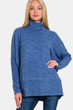 Zenana Full Size Brushed Melange Hacci Turtleneck Sweater - Trendsi - Flyclothing LLC