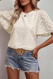 Round Neck Half Sleeve Blouse - Trendsi - Flyclothing LLC