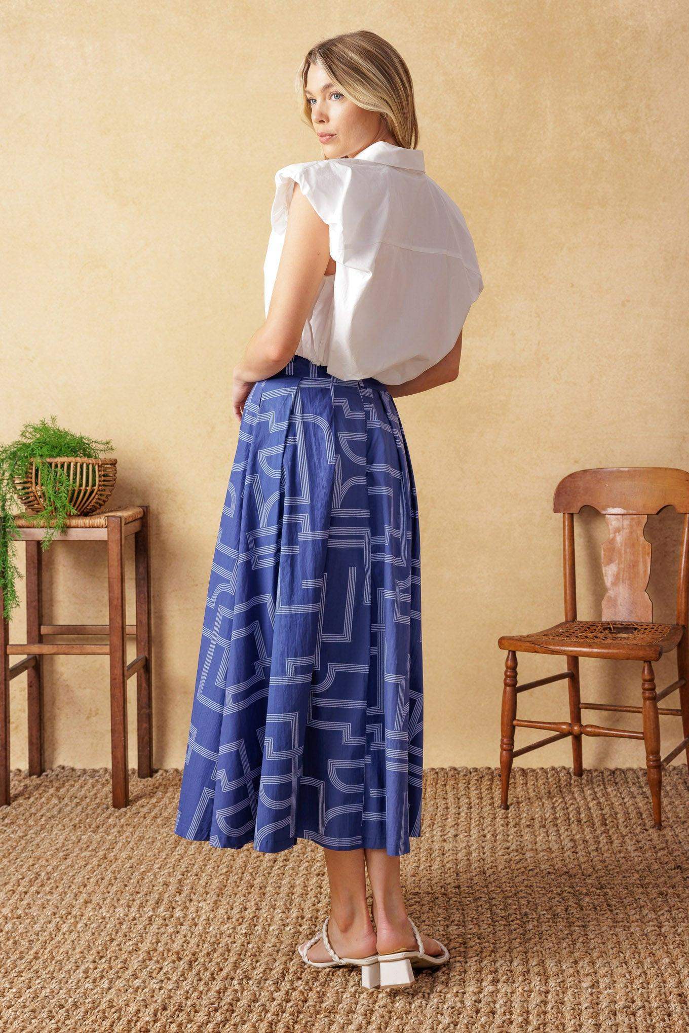 LEAVES OF TOMORROW WOVEN MIDI SKIRT - Flying Tomato - Flyclothing LLC