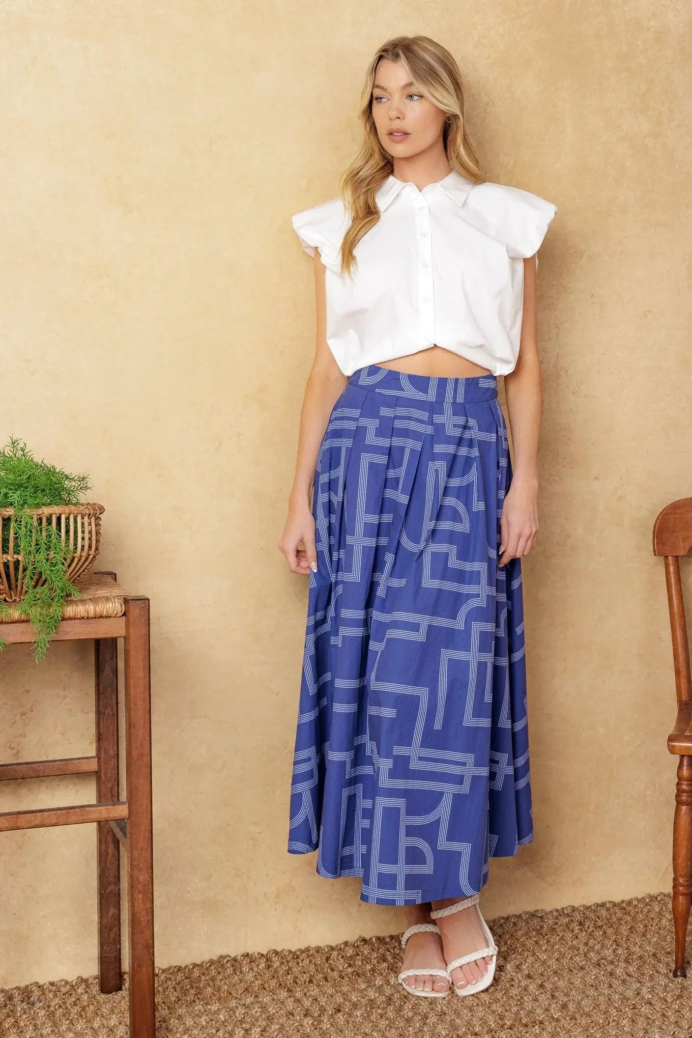 LEAVES OF TOMORROW WOVEN MIDI SKIRT - Flying Tomato - Flyclothing LLC