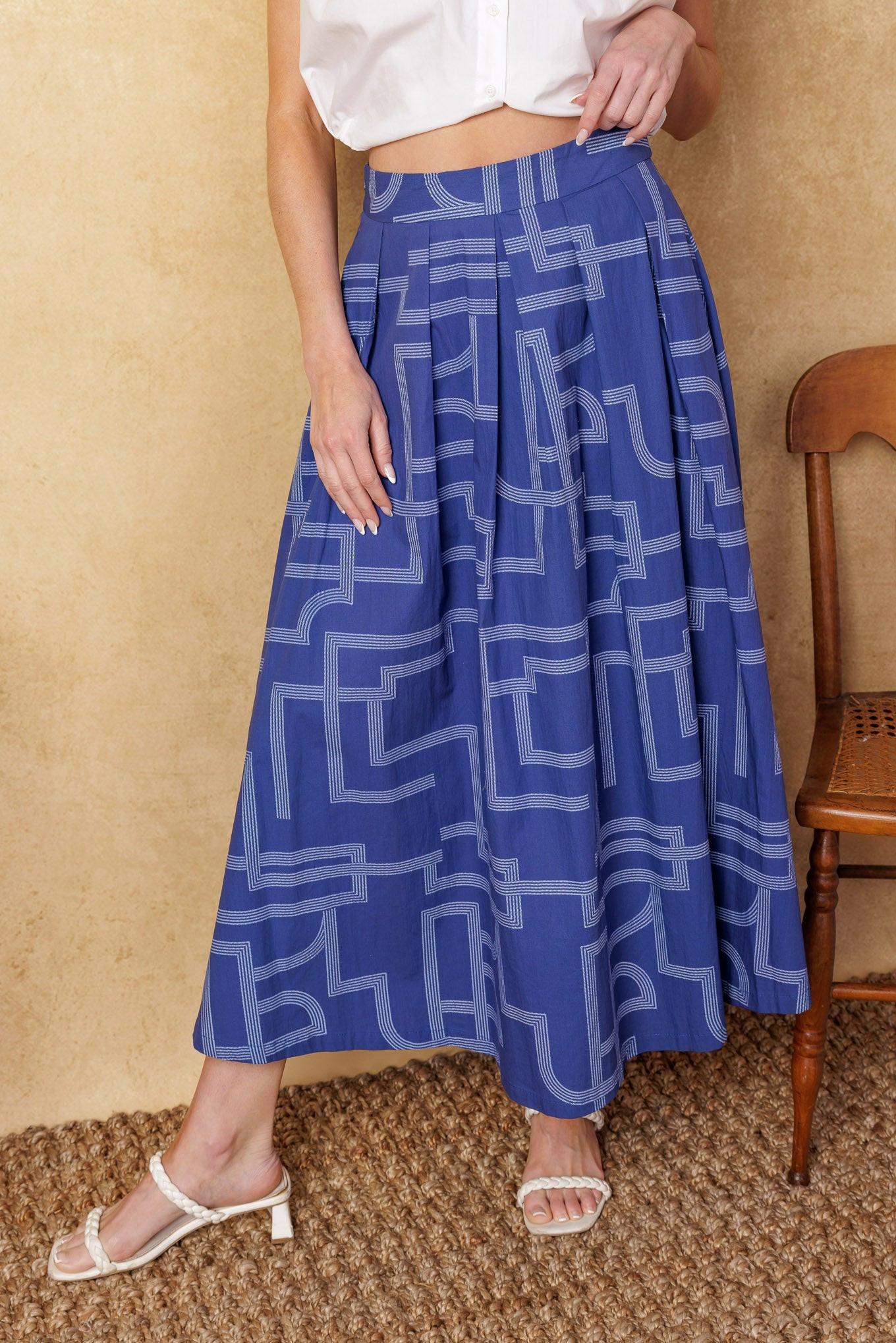 LEAVES OF TOMORROW WOVEN MIDI SKIRT - Flying Tomato - Flyclothing LLC