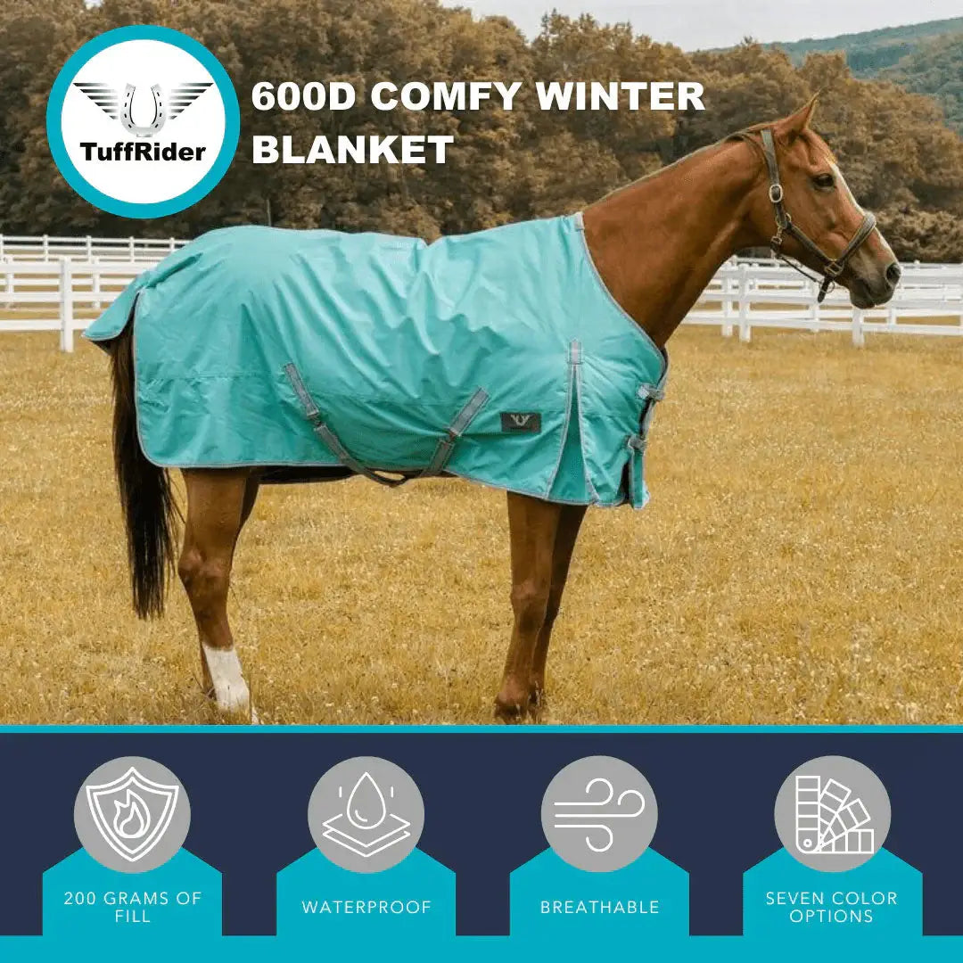 TuffRider 600 D Comfy Winter Ripstop Turnout Blanket Medium Weight 200 GSM Standard Neck - Breeches.com - Flyclothing LLC