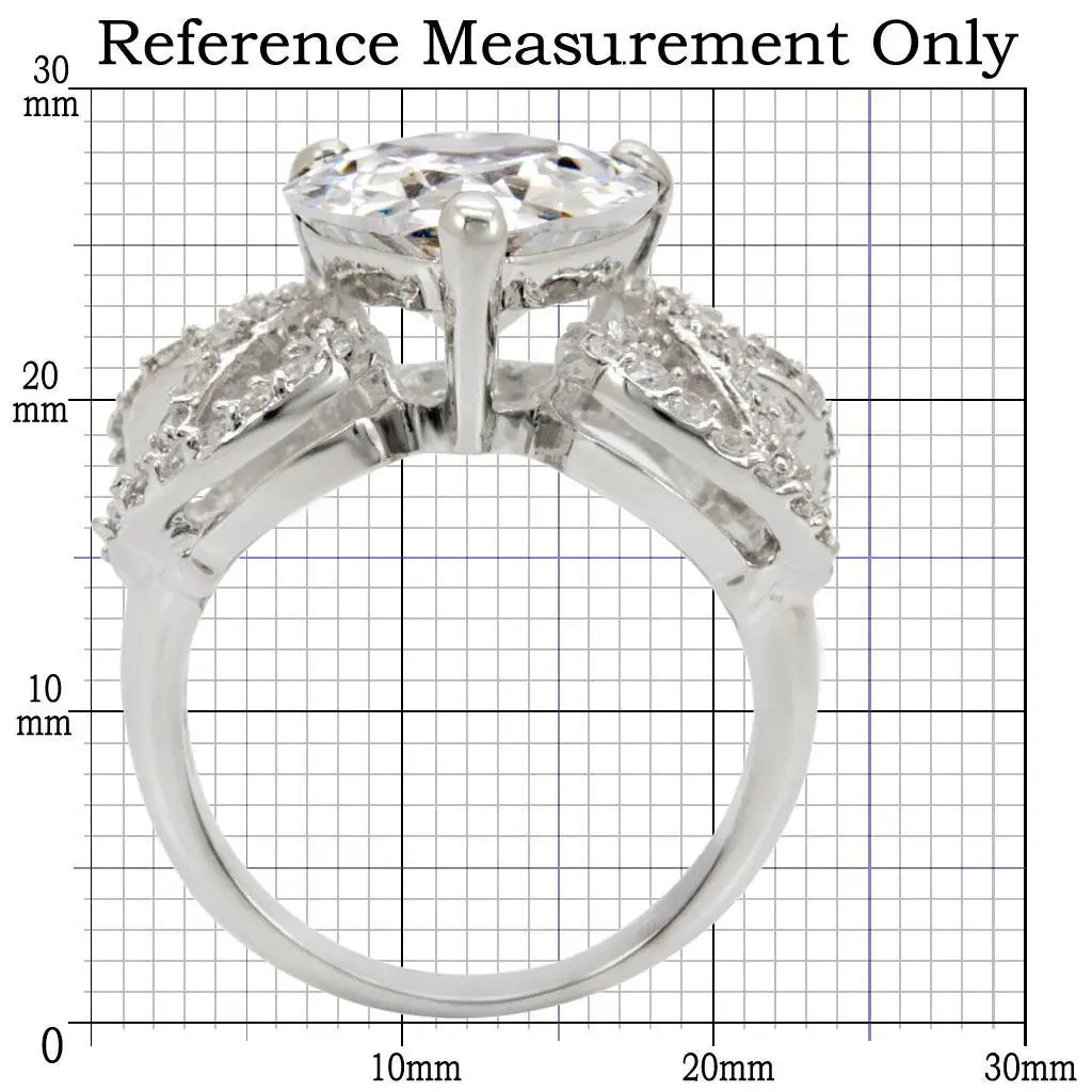 1W027 - Rhodium Brass Ring with AAA Grade CZ in Clear - Alamode - Flyclothing LLC