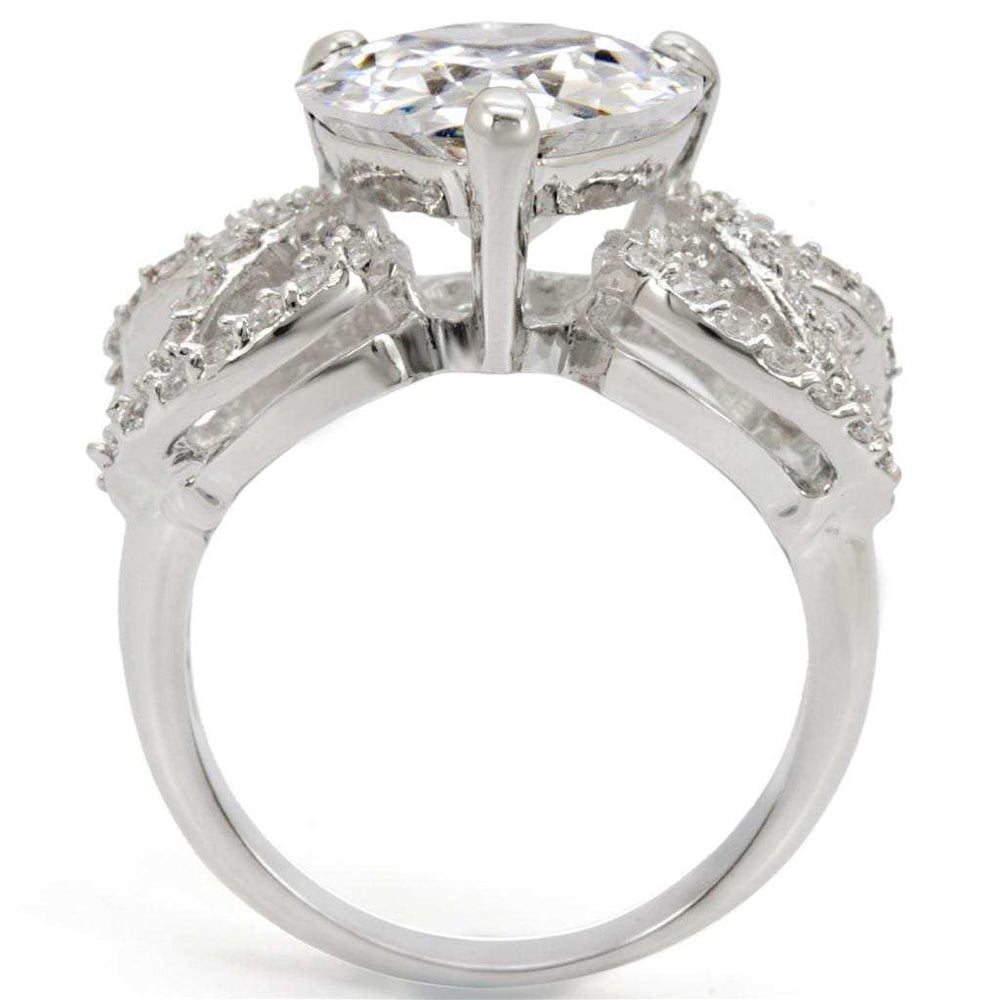 1W027 - Rhodium Brass Ring with AAA Grade CZ in Clear - Alamode - Flyclothing LLC
