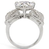 1W027 - Rhodium Brass Ring with AAA Grade CZ  in Clear