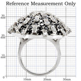1W029 - Rhodium Brass Ring with AAA Grade CZ  in Black Diamond - Alamode