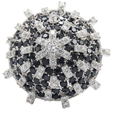 1W029 - Rhodium Brass Ring with AAA Grade CZ in Black Diamond - Alamode - Flyclothing LLC