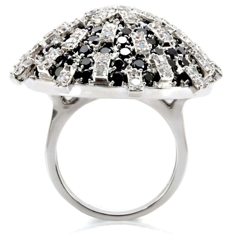 1W029 - Rhodium Brass Ring with AAA Grade CZ in Black Diamond - Alamode - Flyclothing LLC