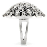 1W029 - Rhodium Brass Ring with AAA Grade CZ in Black Diamond - Alamode - Flyclothing LLC