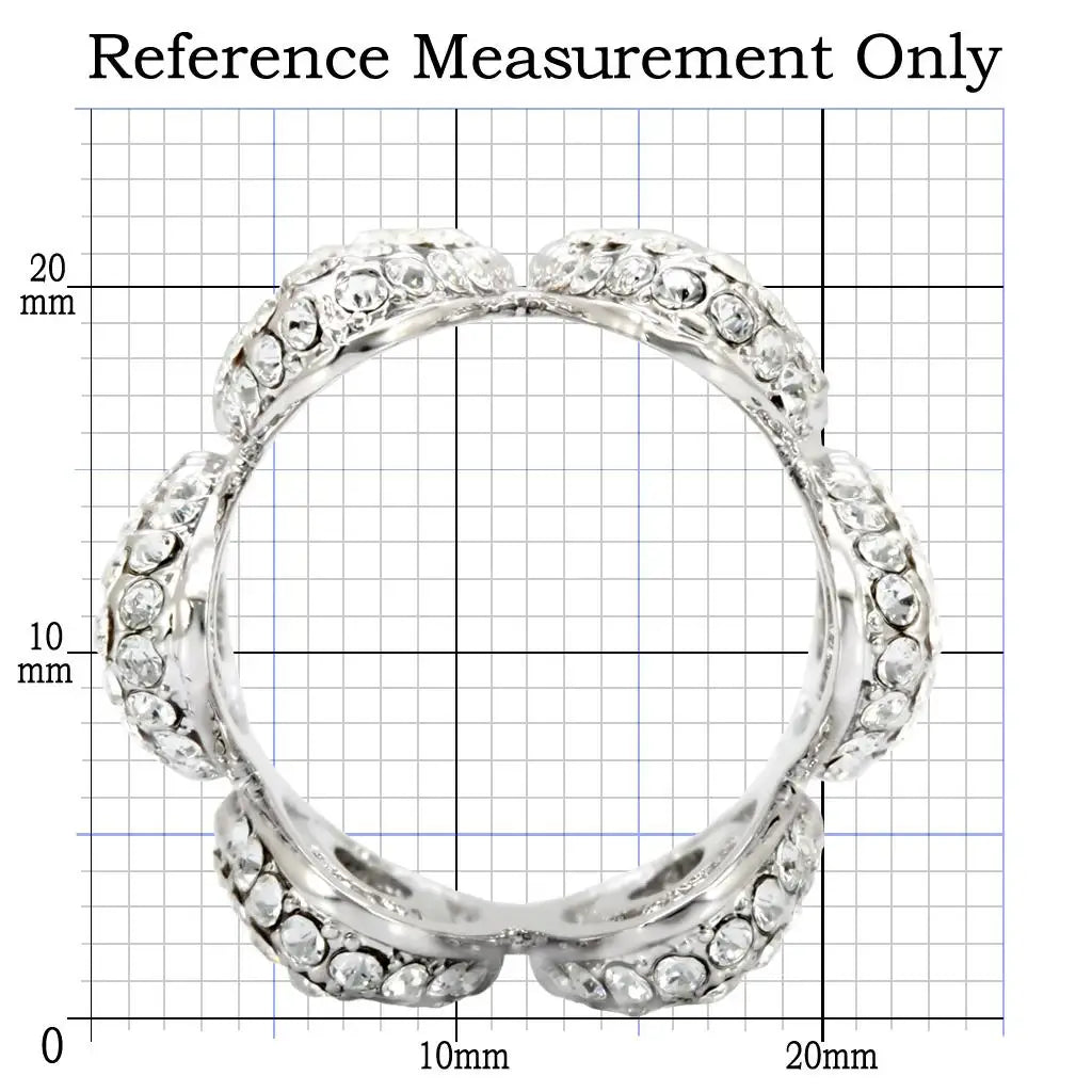 1W032 - Rhodium Brass Ring with Top Grade Crystal in Clear - Alamode - Flyclothing LLC